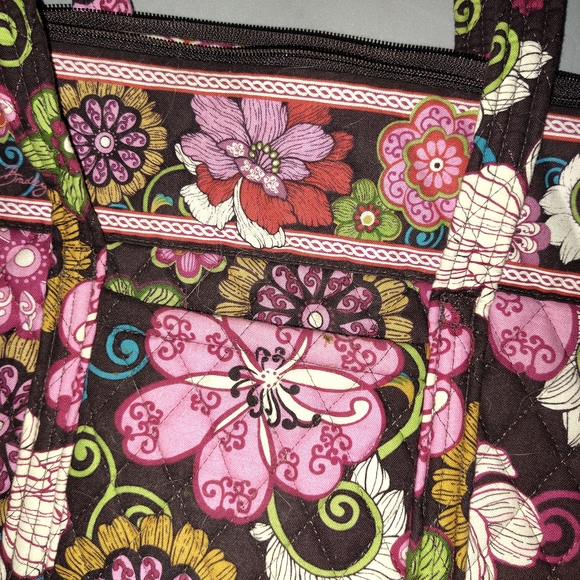 Vera Bradley Pink and Brown Floral Shoulder Bag - Picture 2 of 9